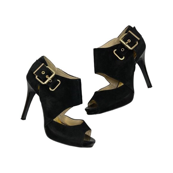 NINE West Stiletto Heels 6.5 US Pumps black peep toes shoes - Picture 9 of 12